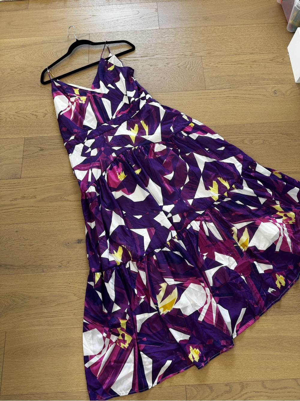Purple Abstract Print Spaghetti Strap Women’s Dress